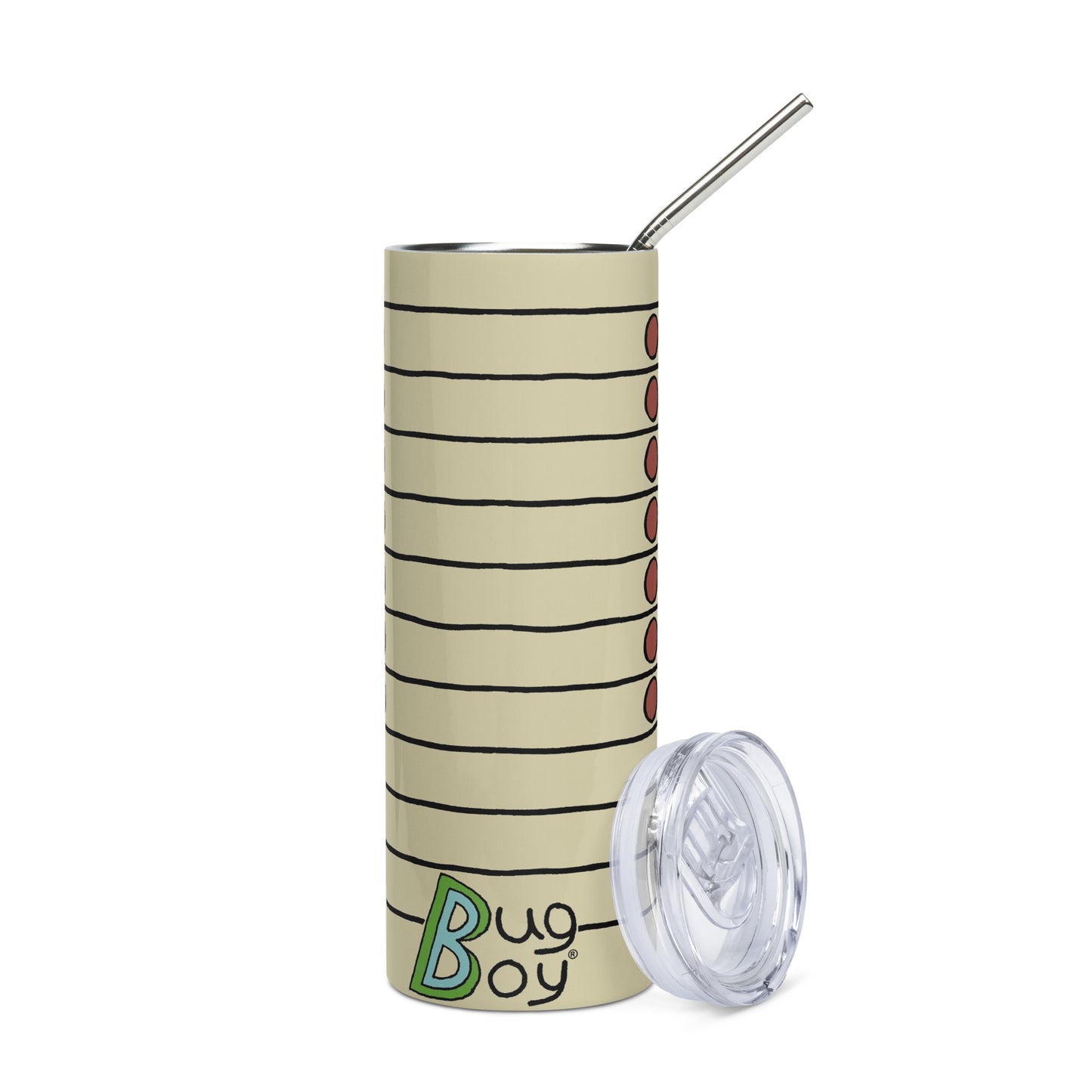 The Seymour Stein - Stainless Steel Tunbler with Reusable straw - From The Bug Bungalow - Bug Boy Comics
