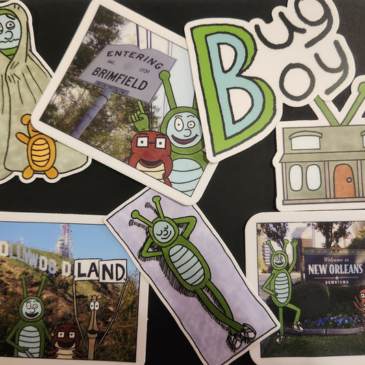 Several Bug Boy Stickers